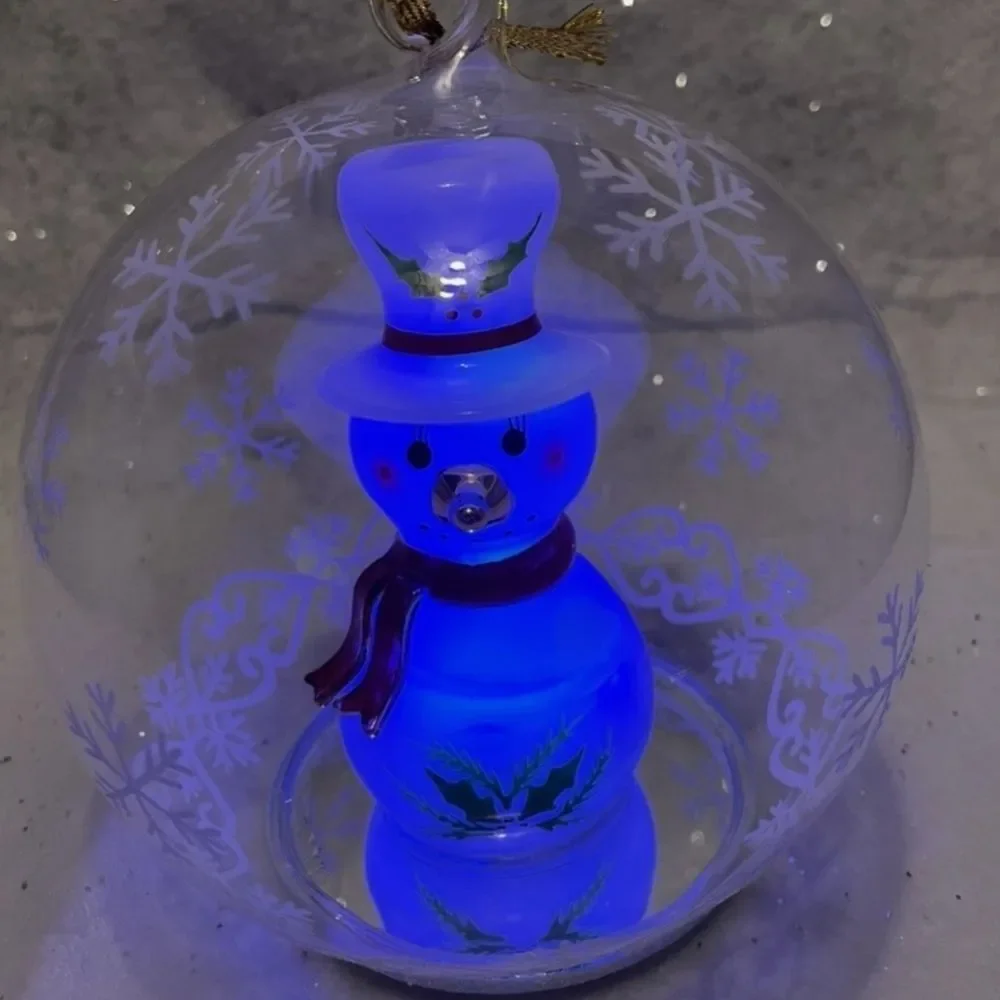 Vintage Soreele LED Lighted Glass Snowman Globe